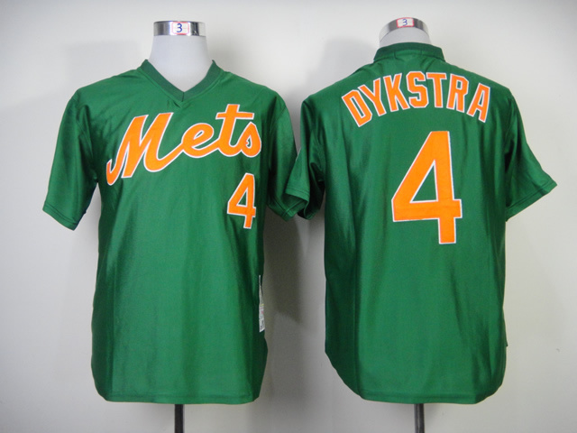 Men New York Mets #4 Dykstra Green Throwback 1985 MLB Jerseys->new york mets->MLB Jersey